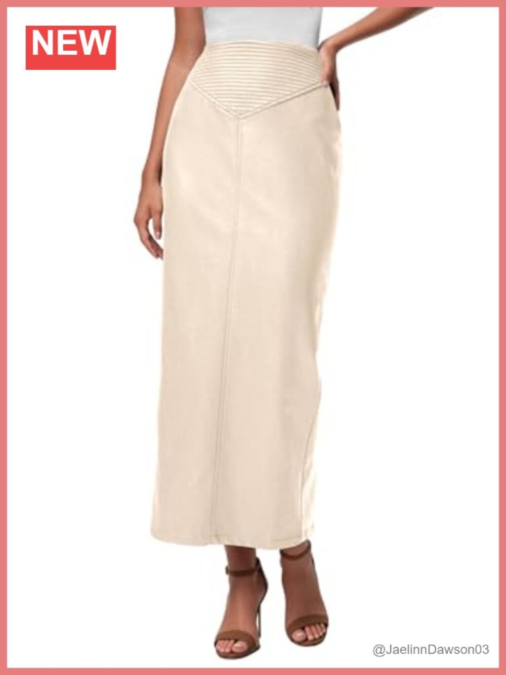 Faux Leather High Waisted Maxi Skirt with Back Slit Pencil Silhouette